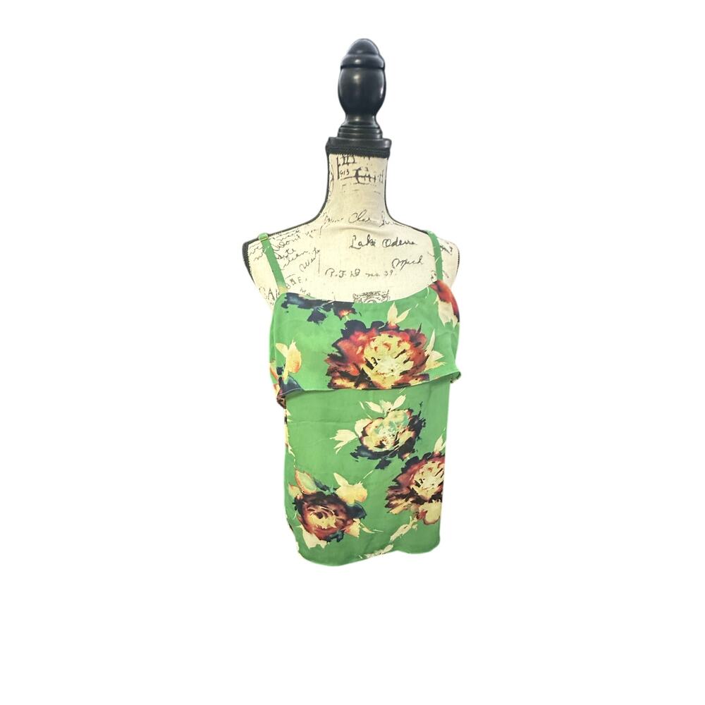 Cabi Green Floral Spaghetti Strap Top – Size M, Flowy & Feminine